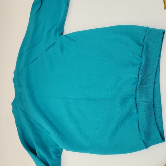 True 80s 90s Vintage Jerzees USA Teal Crew Neck Sweatshirt Blank S (34-36) - Picture 6 of 7